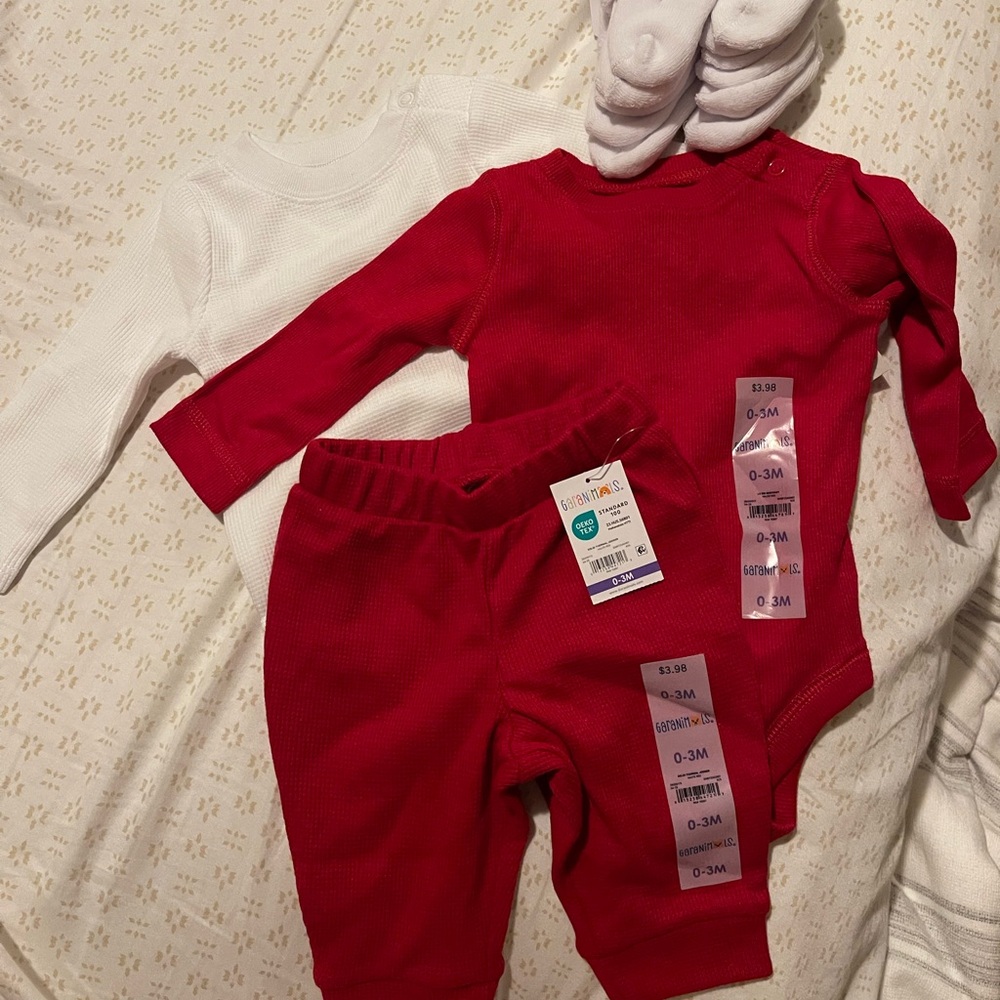 Red and White Baby Outfit Set